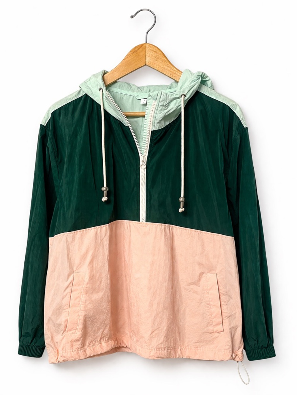 Old Navy Green and Pink Colorblock Rain Jacket XL